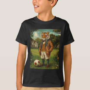 Funny Tiger Playing Soccer Graphic Weird Tiger T-Shirt