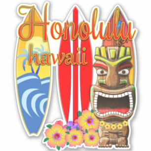 Funny Tiki Honolulu Hawaii Surfing