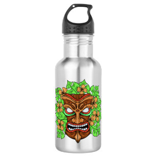 Funny Tiki Mask custom name water bottles