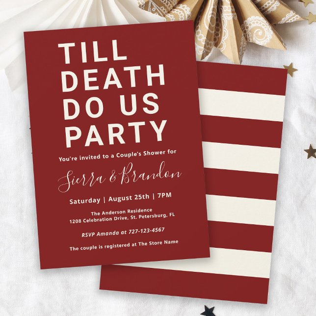 Funny Till Death Do Us Party Couple's Shower Invitation (Creator Uploaded)