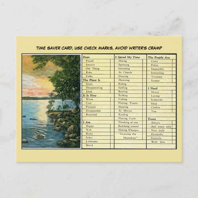 Funny time saver, for lazy people postcard (Front)