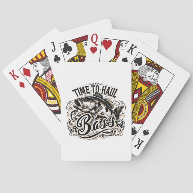 Funny Time to Haul Bass Fishing Playing Cards (Back)