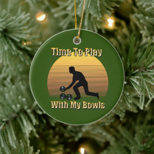Funny Time To Play Lawn Bowls, Ceramic Tree Decoration