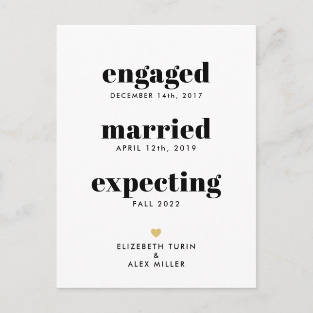 Funny Timeline Pregnancy Announcement One Photo Postcard (Front)