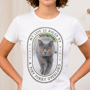 Funny "Tiny Furry Overlord" Personalised Cat Photo T-Shirt