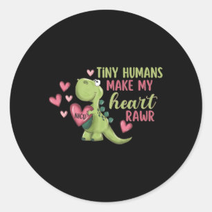 Funny Tiny Human Make My Heart Rawr Nicu Valentine Classic Round Sticker