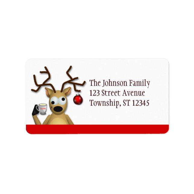 Funny Tipsy Reindeer - Christmas Address Labels (Front)