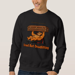 Funny Tired But Deadlifting Gym Cat Hoodie