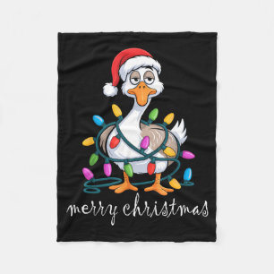 Funny Tired Goose Christmas Lights Silly Holiday F Fleece Blanket