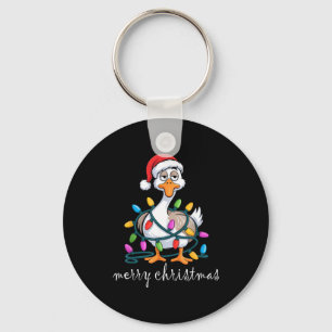 Funny Tired Goose Christmas Lights Silly Holiday F Key Ring