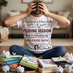 Funny Tired Mum Personalised School Grade & Feedin Tri-Blend Shirt
