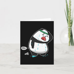 Funny Tired Panda Playing Badminton  Card