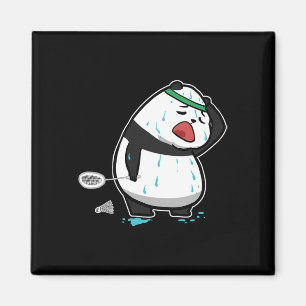 Funny Tired Panda Playing Badminton Magnet