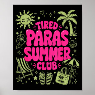 Funny tired parents summer club vacation chaos poster