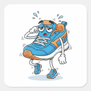 Funny Tired Running Shoe Cartoon Art Sticker