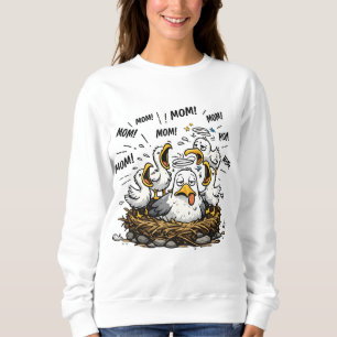 Funny Tired Seagull Mum Mother's Day Cartoon Sweatshirt