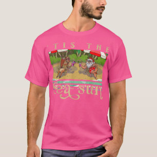 Funny Tis the Sea Sun Santa Beach Summer Christmas T-Shirt