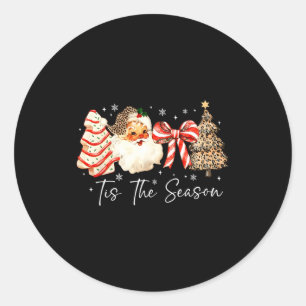 Funny Tis The Season Christmas Tree Santa Funny Xm Classic Round Sticker