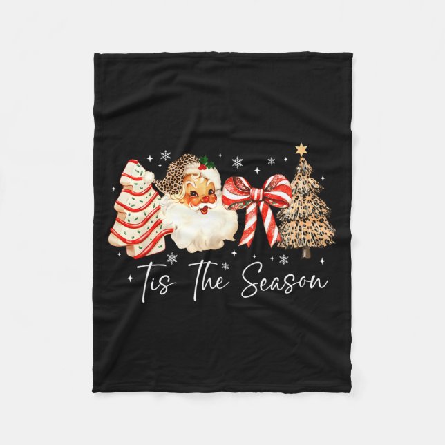 Funny Tis The Season Christmas Tree Santa Funny Xm Fleece Blanket (Front)