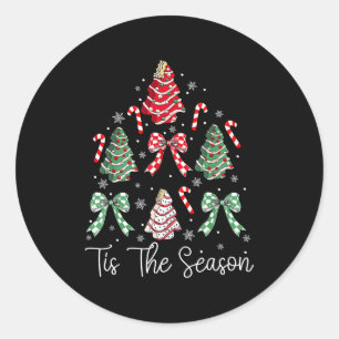 Funny Tis The Season Design Christmas Tree Cakes D Classic Round Sticker