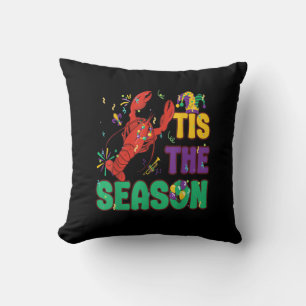 Funny Tis The Season Mardi Gras Crawfish Cushion