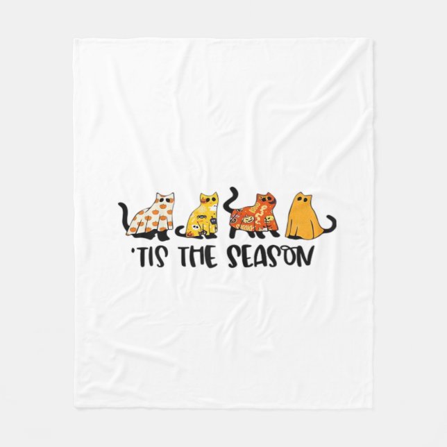 Funny Tis The Season Spooky Halloween Costume Fleece Blanket (Front)