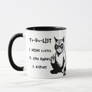 Funny "To Do List", Grumpy Cat Cartoon Coffee Mug