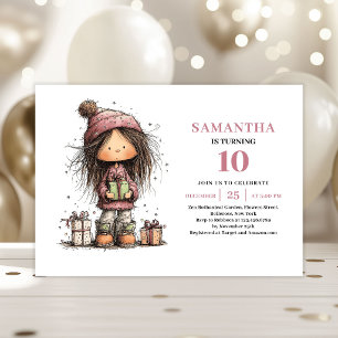 Funny Toddler 10th Birthday Invite Pink Card