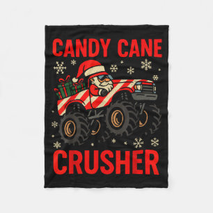 Funny Toddler Christmas Pajamas, Monster Truck Can Fleece Blanket