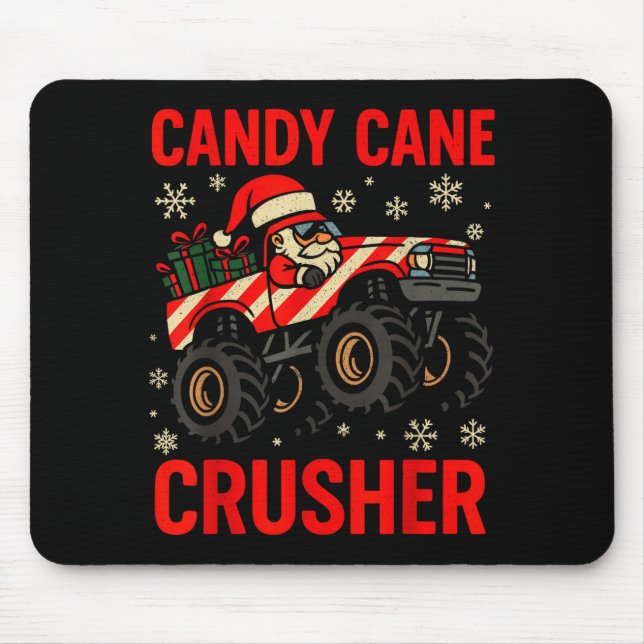 Funny Toddler Christmas Pajamas, Monster Truck Can Mouse Pad (Front)