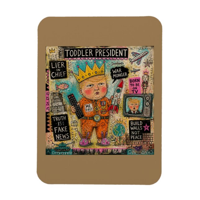 Funny Toddler President Cartoon Collage Magnet (Vertical)