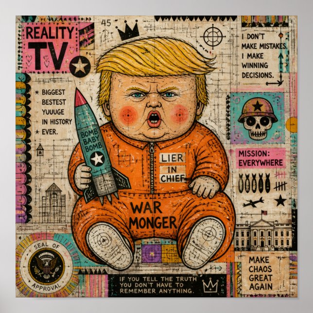 Funny Toddler President Collage Poster (Front)