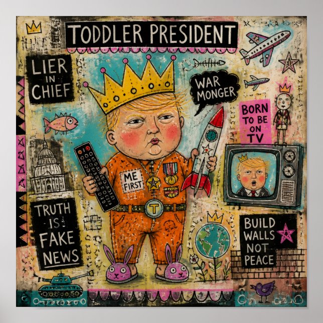 Funny Toddler President Collage Poster (Front)