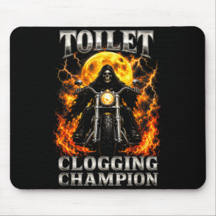 Funny toilet clogging champion skeleton biker mouse pad