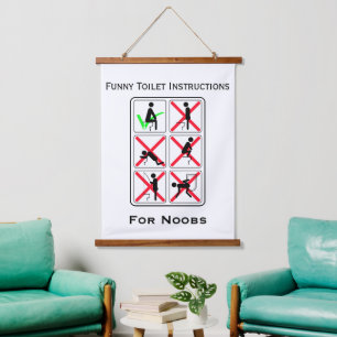 Funny Toilet Instructions  Hanging Tapestry