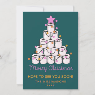 Funny Toilet Paper Christmas Tree Colourful Custom Holiday Card