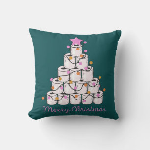 Funny Toilet Paper Christmas Tree Cute Colourful Cushion