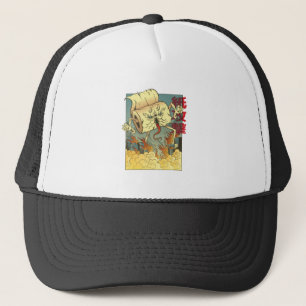 Funny Toilet Paper Monster Japanese Style Trucker Hat
