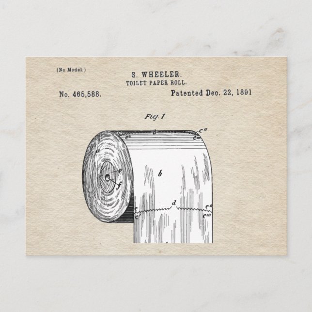 Funny Toilet Paper Roll Patent Postcard (Front)