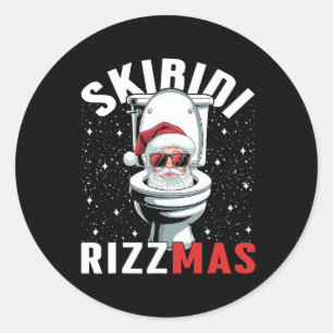 Funny Toilet Santa Skibidi Rizzmas White Elephant  Classic Round Sticker