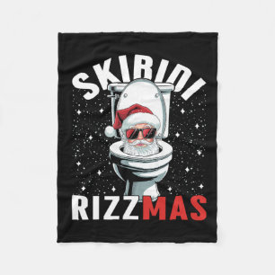Funny Toilet Santa Skibidi Rizzmas White Elephant  Fleece Blanket