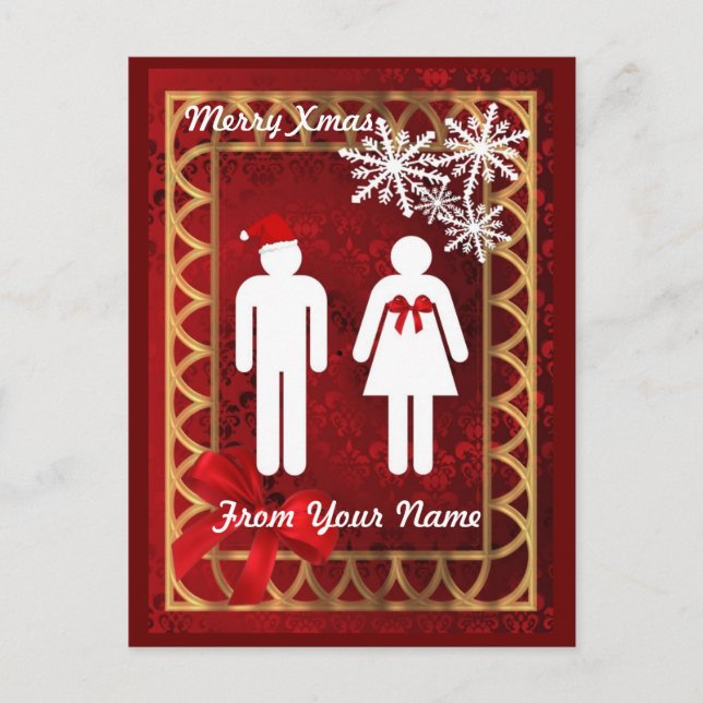 Funny toilet sign santa  christmas holiday postcard (Front)