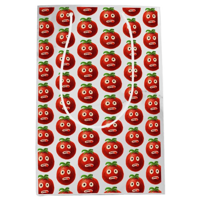 Funny Tomato Pattern - Cartoon Vegetable Art Medium Gift Bag (Front)