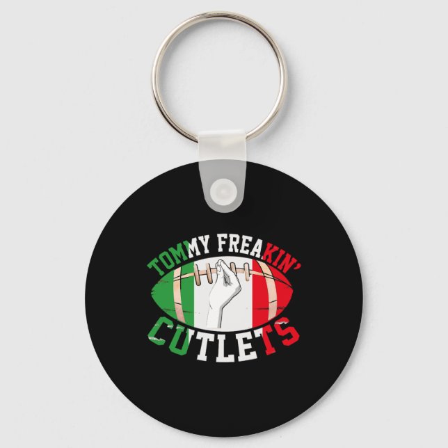 Funny Tommy Freakin' Cutlets New Jersey Italy Flag Key Ring (Front)