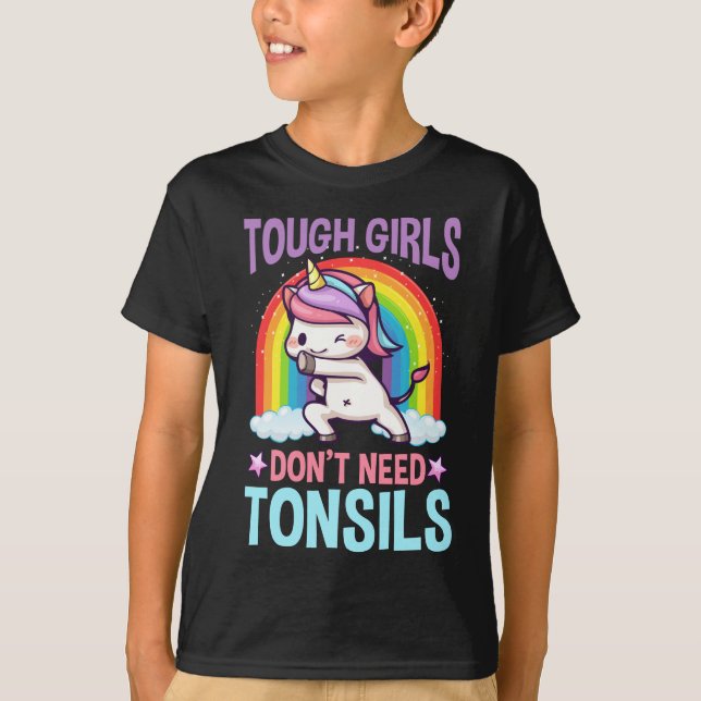 Funny Tonsil Removal Unicorn Kid Tonsillectomy T-Shirt (Front)