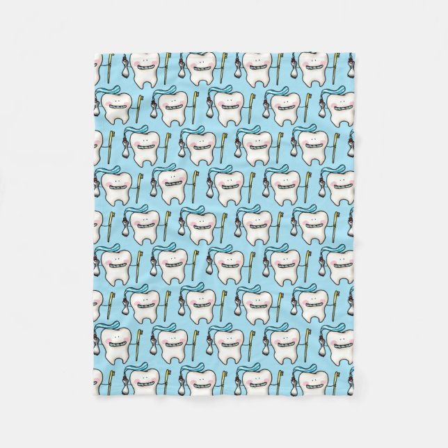 funny tooth cartoon fleece blanket (Front)