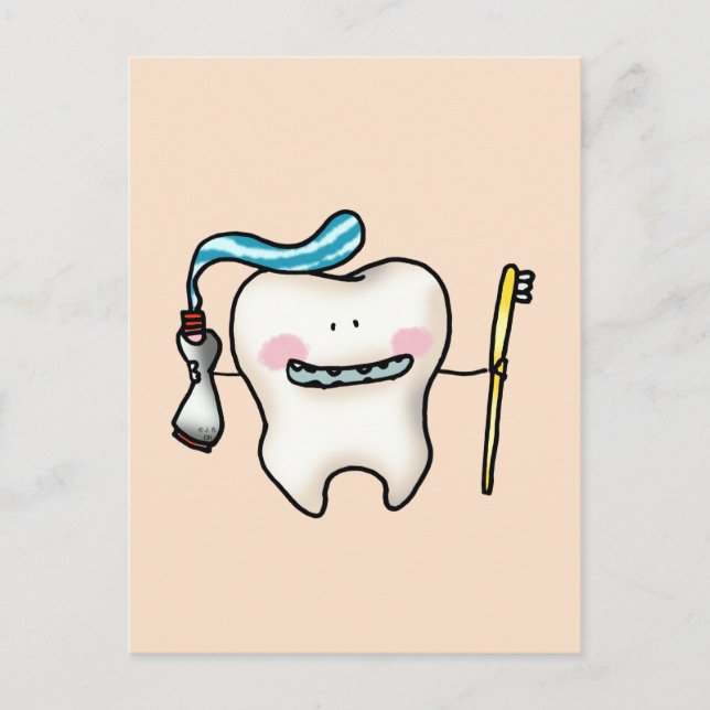 funny tooth cartoon postcard (Front)