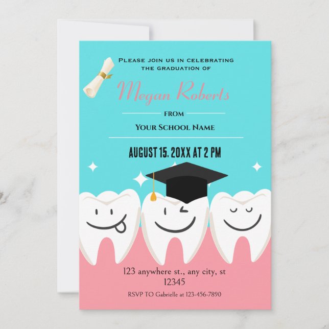 Funny Tooth Dental Graduation Invitation (Front)