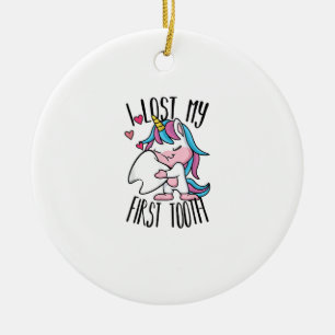 Funny Tooth Fairy - Cute Unicorn I Lost My First T Ceramic Tree Decoration