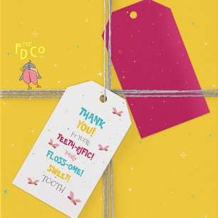 Funny Tooth Puns & Pink Colour Pop Magic Gift Tags